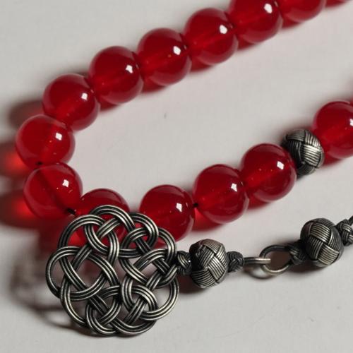 سبحة زعفران مع فضة طربزوني مقاس الخرز داري 11 mm