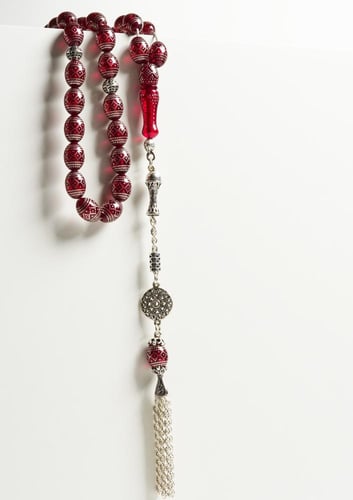 سبحة سندلس تركي مع فضة و دقات فضة بالخرز قصة بيضاو...