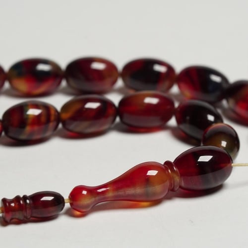 سبحة كاتالين تركي قصة زيتونية 12 * 8 سماكة الخيط 0...