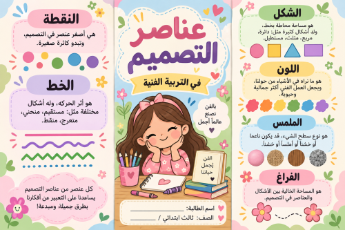 مطوية عناصر التصميم تربية فنية ثالث ابتدائي