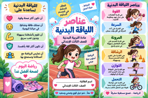 عناصر اللياقة البدنية ثالث ابتدائي