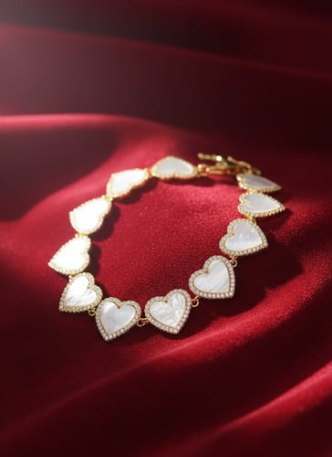 سوار ذهبي على شكل قلوب مع عرق اللؤلؤ – فخامة رومان...