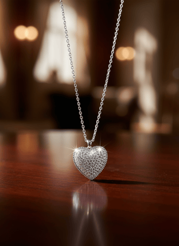 "قلادة القلب المتلألئ – لمسة رومانسية لكل يوم"