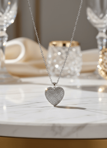 "قلادة القلب المتلألئ – لمسة رومانسية لكل يوم"