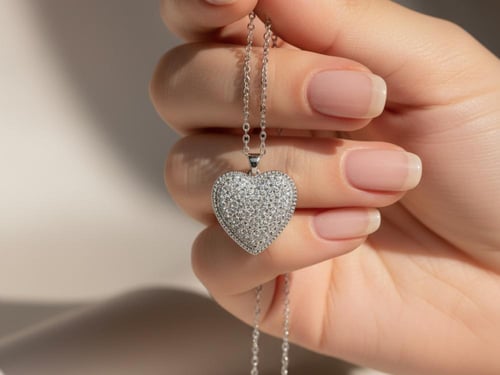 "قلادة القلب المتلألئ – لمسة رومانسية لكل يوم"