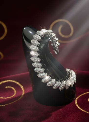 سوار فضي داكن مرصع بالكريستال – تصميم عصري وجريء