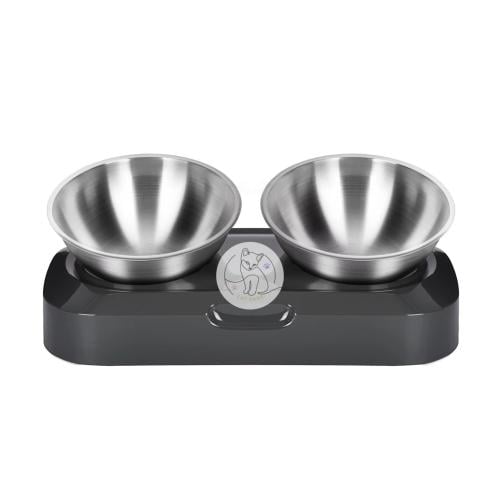 طبق مزدوج من الستانلس ستيل للقطط