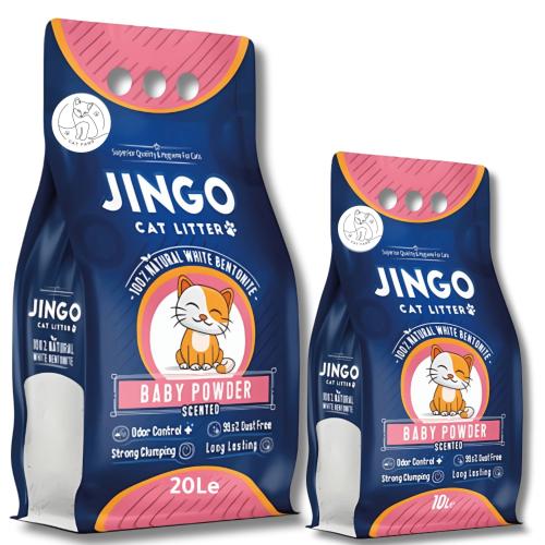 رمل قطط جينغو عالي التكتل برائحة البودرة – متعدد ا...
