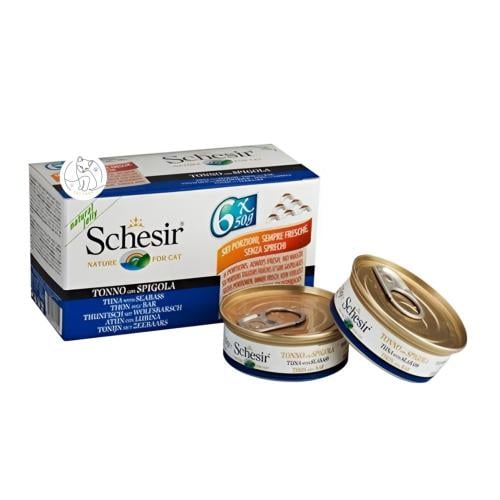 طعام قطط شيزر – تونا مع سمك القاروص في الجيلي، عبو...