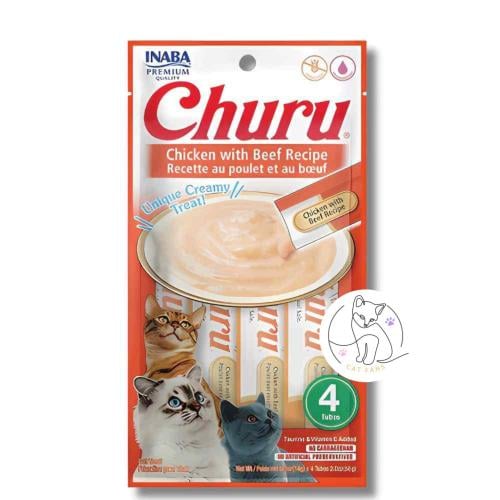 مكافآت قطط كريمية من إنابا تشورو بنكهة الدجاج مع ا...