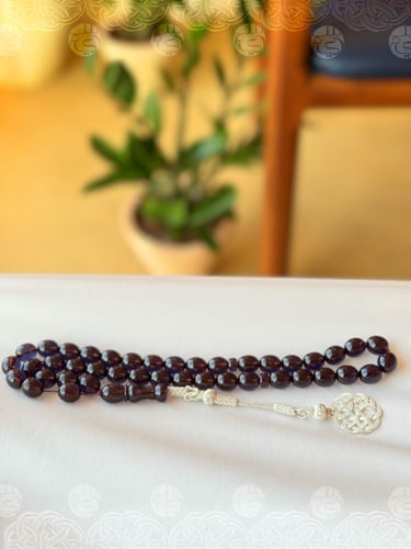 سبحة فاخرة Z5 زعفراني حرباء مع طربزونه تركية فضة