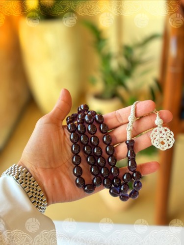 سبحة فاخرة Z5 زعفراني حرباء مع طربزونه تركية فضة