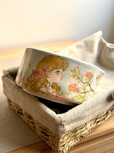 وعاء ماتشا Girl & bird
