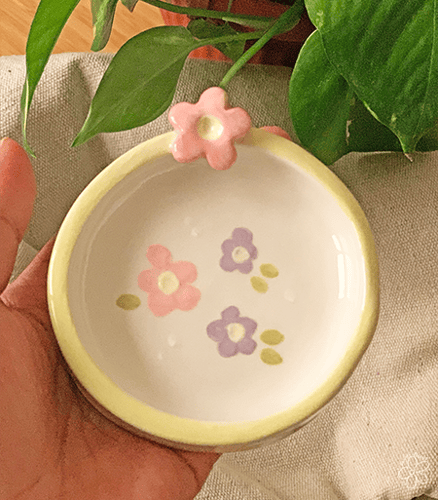 صحن اكسسوارات رقيق - أصفر اللون