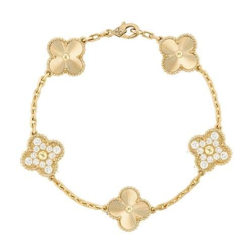 سوارة فانكليف فينتاج 5 وردات ذهب والماس