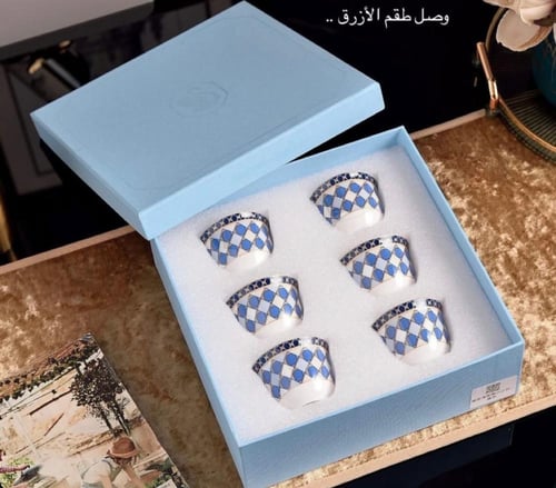 فناجيل قهوة سواروفسكي ازرق العدد ٦ ماستر كواليتي