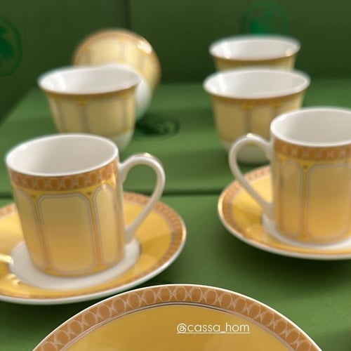 فناجيل قهوة سواروفسكي اصفر العدد ٦ ماستر كواليتي