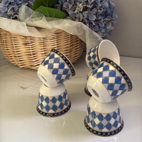 فناجيل قهوة سواروفسكي ازرق العدد ٦ ماستر كواليتي