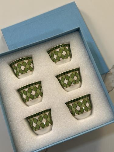 فناجيل قهوة سواروفسكي اخضر العدد ٦ ماستر كواليتي