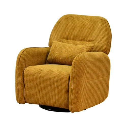 كرسي استرخاء فخم هزاز دوار قماشي مودرن أصفر