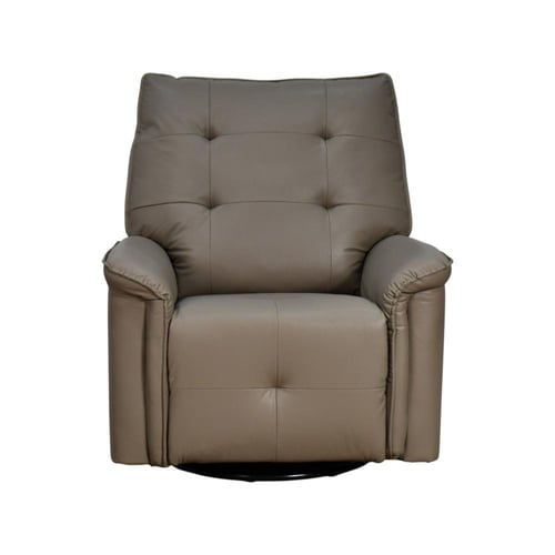 كرسي استرخاء فخم هزار دوار جلد بتصميم عصري بني