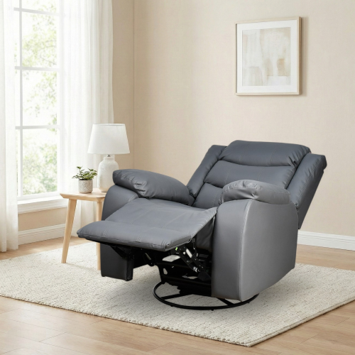 كرسي استرخاء فخم هزاز دوار بتصميم عصري جلد