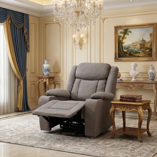 كرسي استرخاء هزاز دوار قماشي مودرن بني