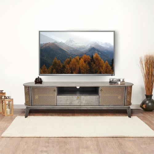 طاولة تلفزيون رمادي ذهبي 180سم