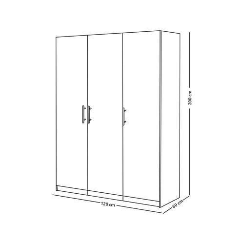 دولاب ملابس خشب 3 باب 120*200 سم