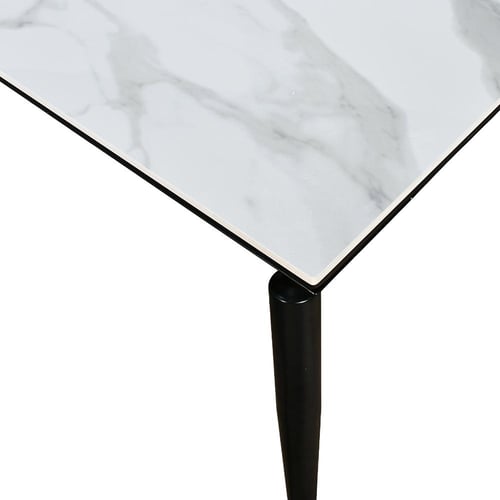 طاولة طعام رخام بأرجل معدنية 8 كراسي رمادي