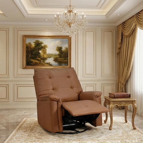 كرسي استرخاء فخم هزار دوار جلد بتصميم عصري جملي