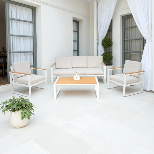 جلسة خارجية عصرية 5 مقاعد وطاولة أوف وايت