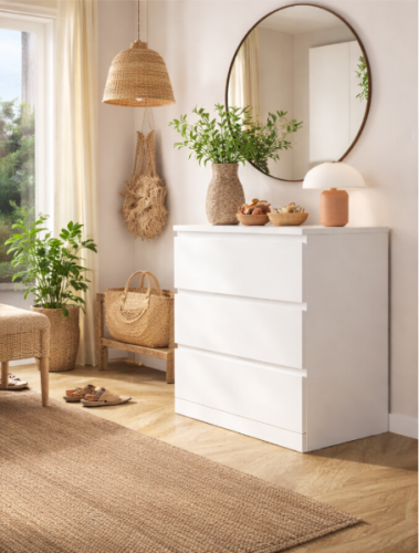 خزانة 3 أدراج أبيض ‎80x78 سم‏