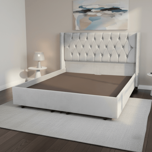 سرير خشبي بتنجيد مخملي فاخر 180×200سم