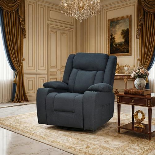 كرسي استرخاء هزاز دوار قماشي مودرن رمادي