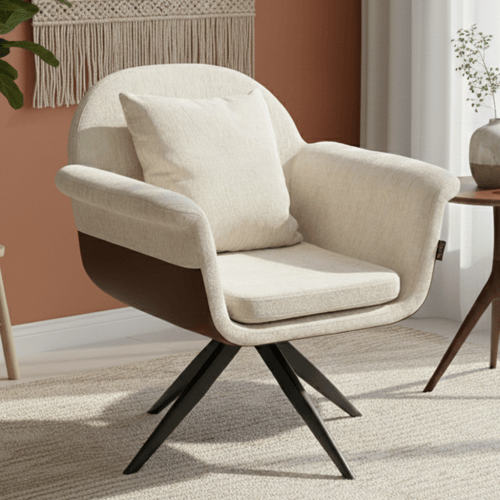 كرسي مفرد مودرن قماشي بقاعدة معدنية