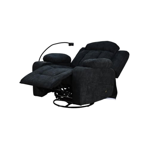 كرسي استرخاء فخم هزاز دوار بحامل جوال أسود