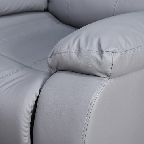 كرسي استرخاء فخم هزاز دوار بتصميم عصري جلد رمادي