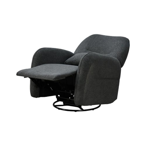 كرسي استرخاء فخم هزاز دوار قماشي مودرن رمادي غامق