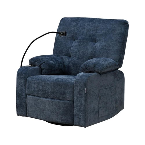 كرسي استرخاء فخم هزاز دوار مع حامل جوال أزرق