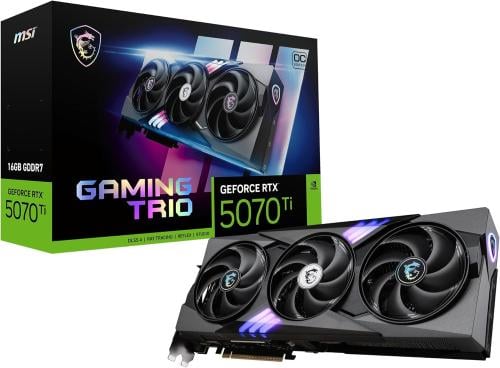 MSI GeForce RTX 5070 Ti 16G Gaming Trio OC — 16GB GDDR7 (28Gbps/256-bit), PCIe 5X 16, Boost: 2572MHz, HDMI 2.1b, DisplayPort 2.1b