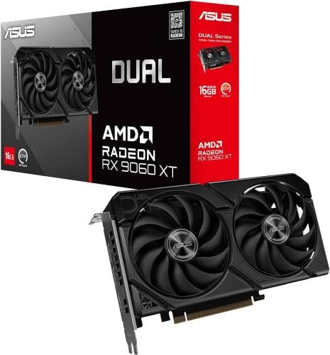 كرت شاشة ASUS Dual Radeon™ RX 9060 XT 16GB GDDR6 Graphics Card (PCIe 5.0, HDMI 2.1b, DisplayPort 2.1a, 2.5-Slot Design, Axial-tech...