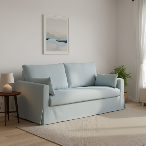 كنبة سماوي بتصميم بسيط