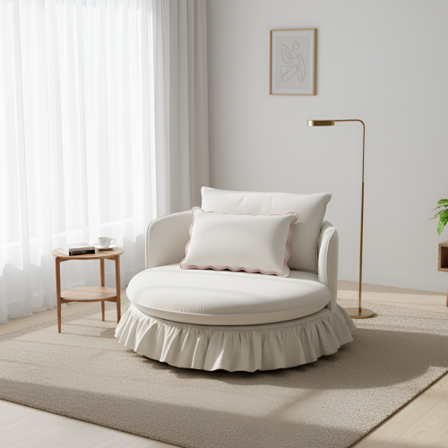 أريكة مدار - اوف وايت مع خدادية حواف وردي