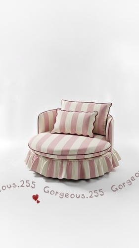 أريكة مدار - مخطط وردي بحواف عودي