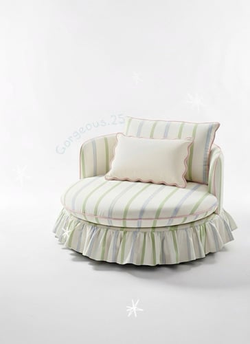 أريكة مدار - مخطط تفاحي سماوي حواف وردي