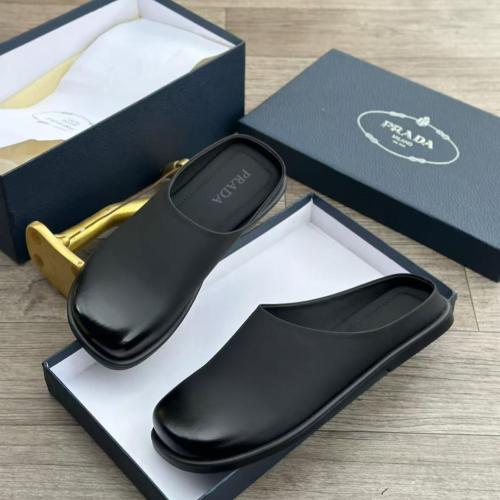 Prada Black Leather Backless Mule