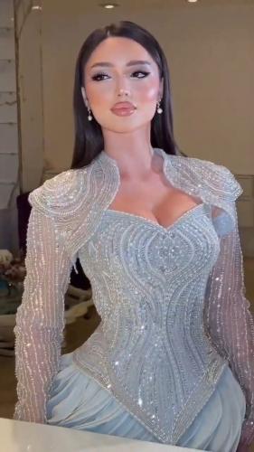 فستان سهره صدريه فصوص كرستال بطانه تفته