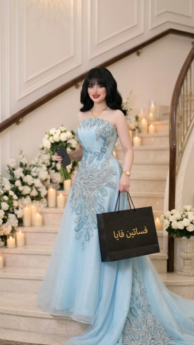 فستان سهرة فاخر بقصة الكورسيه وتطريز يدوي بارز
