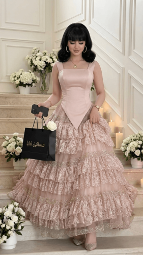 فستان سهرة كورسيه مع تنورة كشكش ملكية